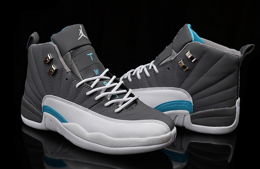 Air Jordan 12 Wolf Grey University Blue White Shoes - Click Image to Close